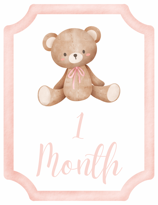 Little Pink Bear Milestone Cards