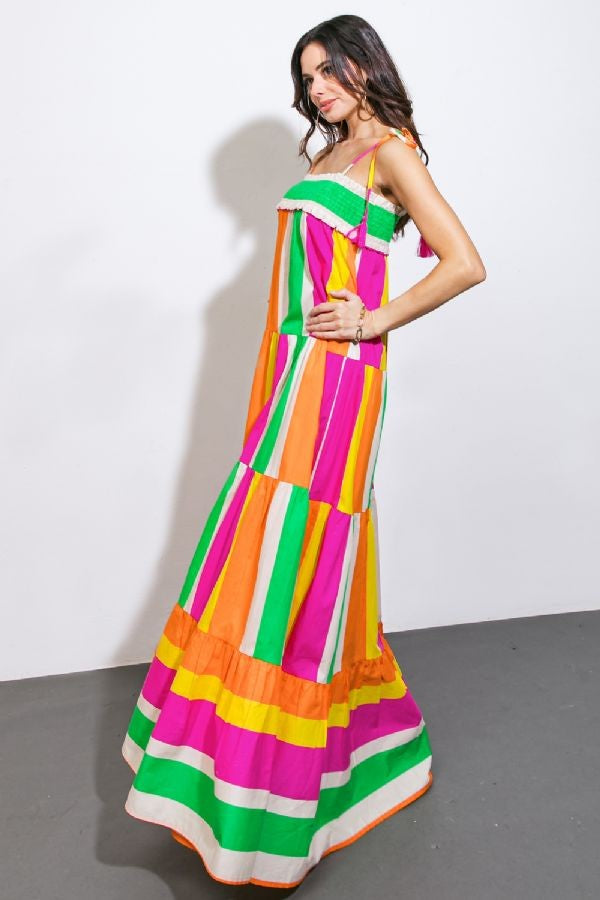 Bold & Beautiful Color-block Maxi Dress