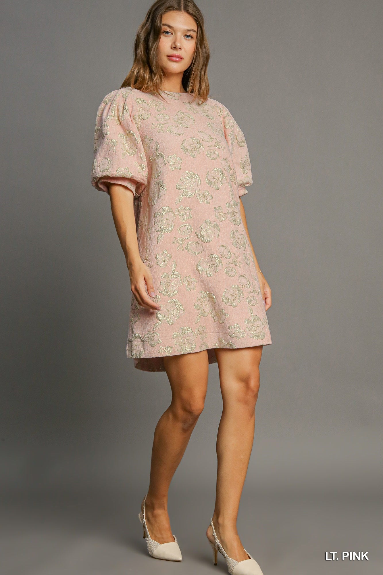 Pink Jacquard Mini Dress