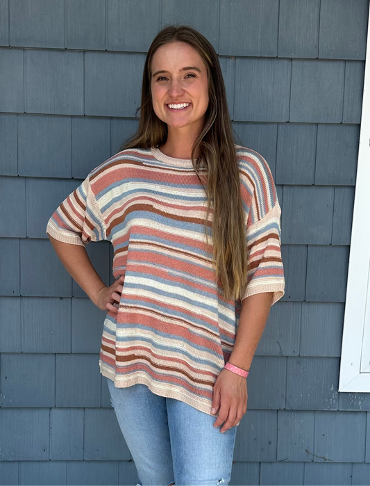 Striped Print Knit Top