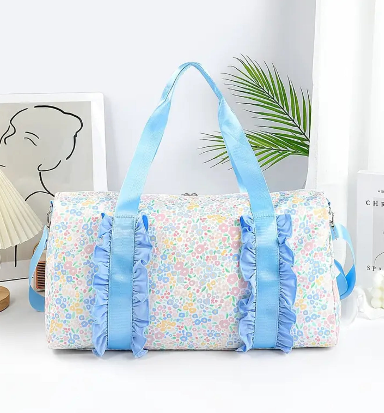 Blue Floral Weekender Bag