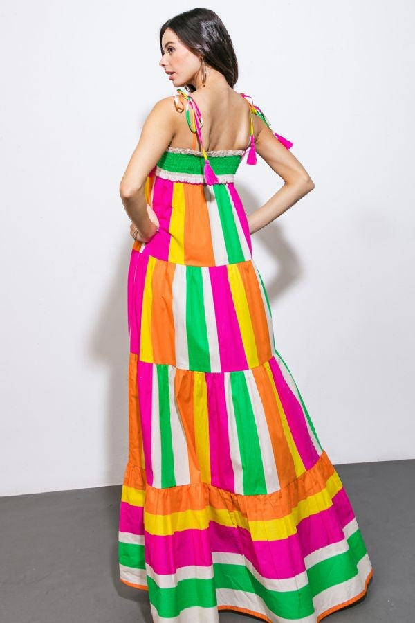 Bold & Beautiful Color-block Maxi Dress