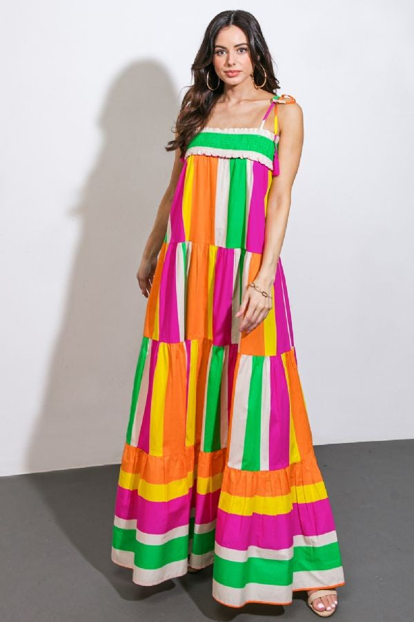 Bold & Beautiful Color-block Maxi Dress