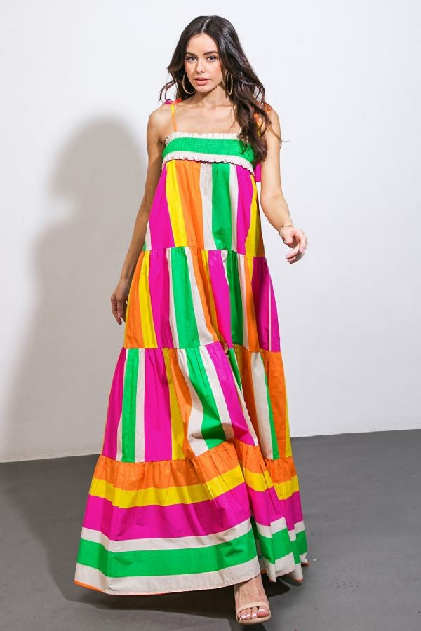 Bold & Beautiful Color-block Maxi Dress